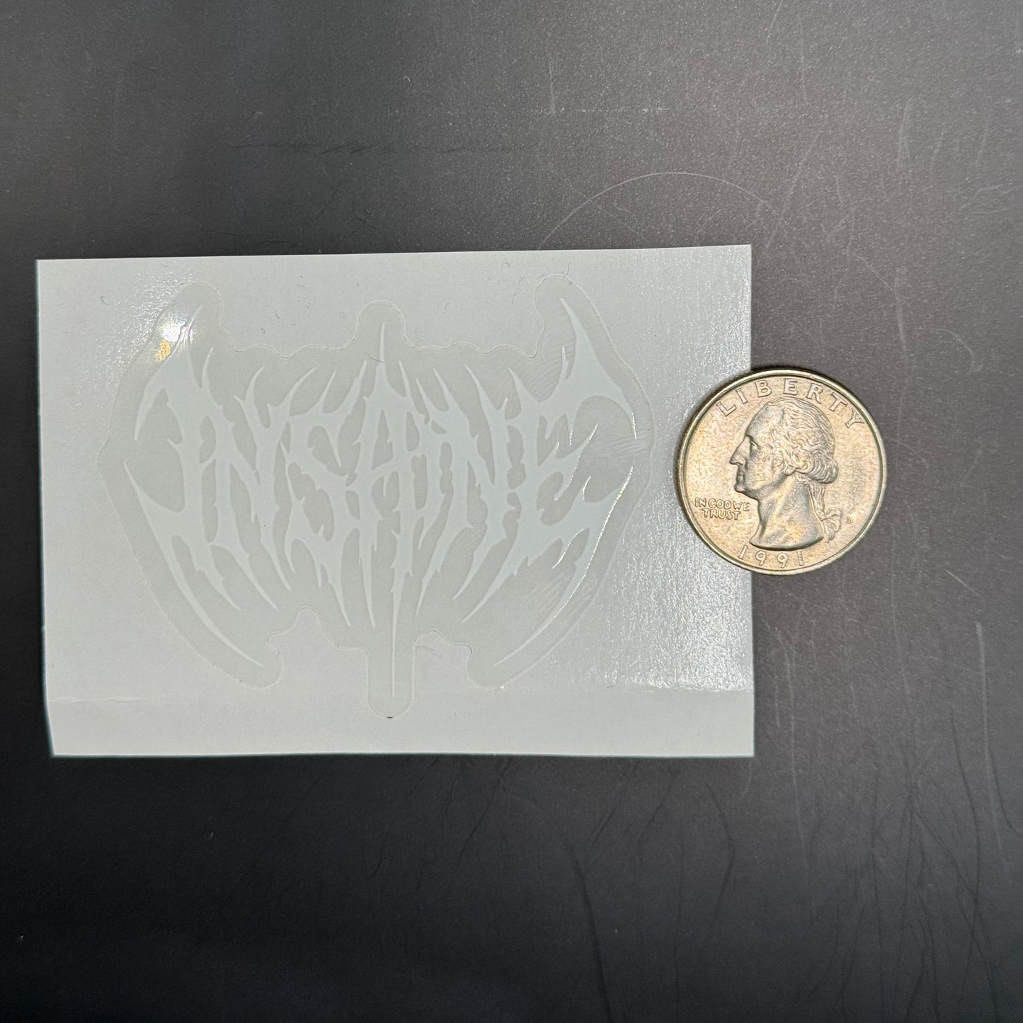 White INSANE Die-Cut Vinyl Sticker 2.49” x 2